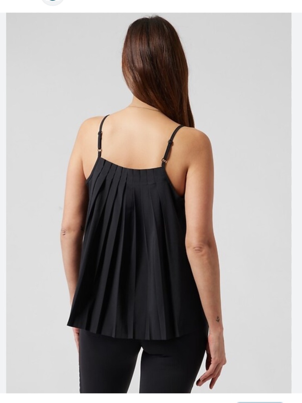 Athleta Black Pleated Spaghetti Strap Tank